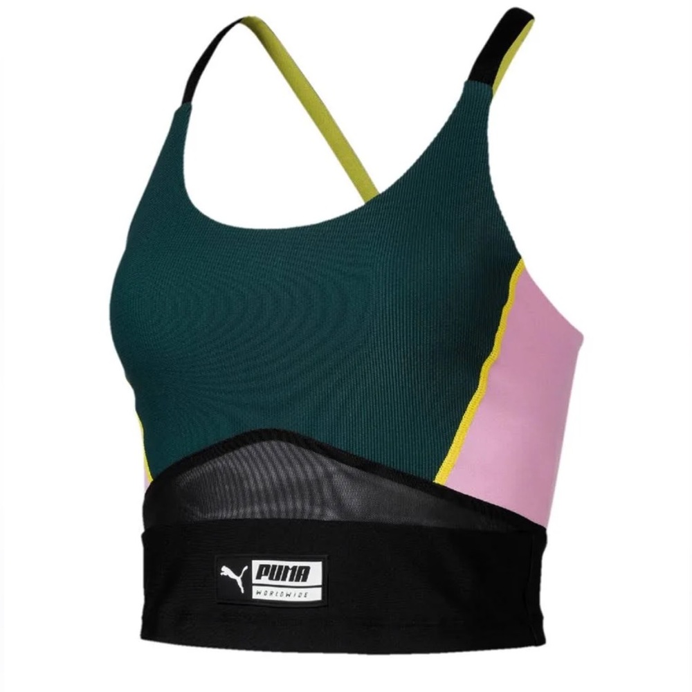 Puma TZ crop top, green/pink/black, size small - Picture 6 of 12